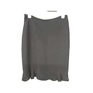 Maggy London Size 4 Black Skirt Ruffle Hem Y2K Career Knee Length Modest office